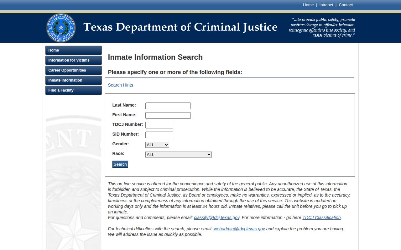 TDCJ offender search for Taylor County released inmates