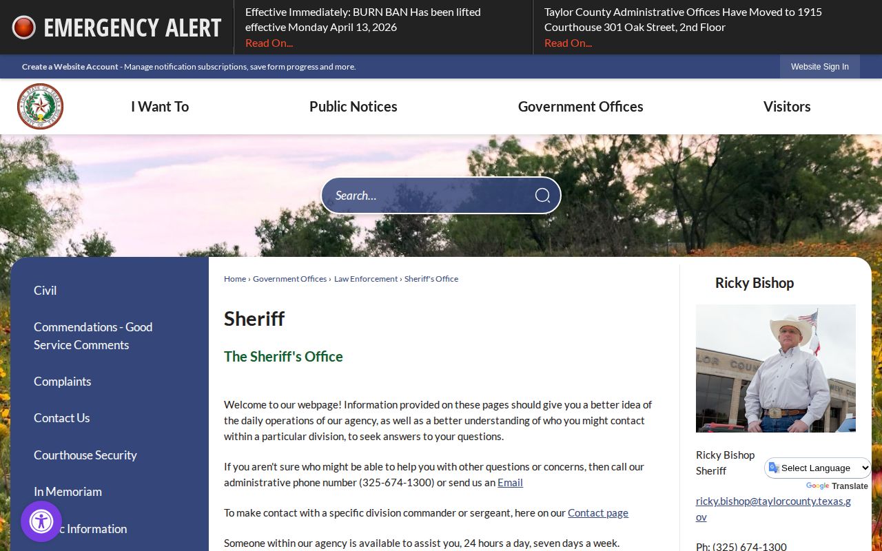 Taylor County Sheriff identity for Adult Detention Center release records